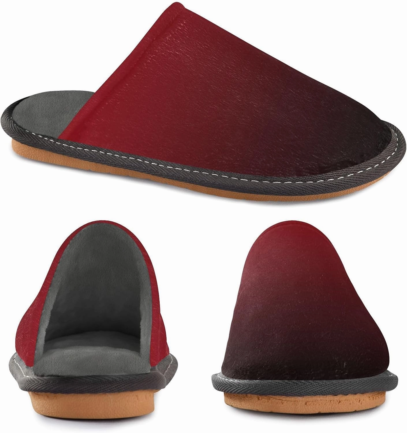 Black Red House Slippers for Women Men Non-Slip Slip On Slippers
