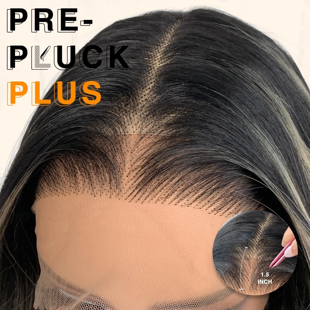 BlackSwern 1B/27 Highlight 13x6 Synthetic Lace Front Wig,HD 13x6 Lace Frontal Wig Balayage Ombre Pre-Plucked,26inch Body Wave Wigs 200 Density for Black Women,Pre-Plucked PLUS 1.5’’ Hairline