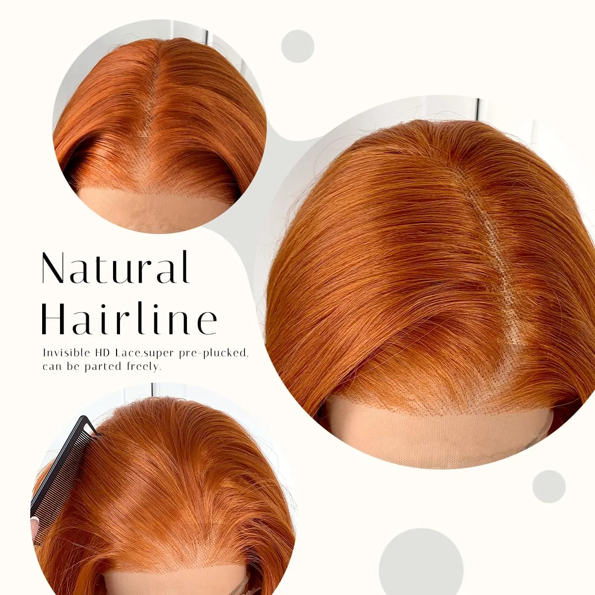 BlackSwern Ginger Wig 13x6 Synthetic Lace Front Wig, HD 13x6 Lace Frontal Wig Pre-Plucked, 26inch Body Wave Wigs 200 Density for Black Women, Pre-Plucked PLUS 1.5’’ Natural Hairline