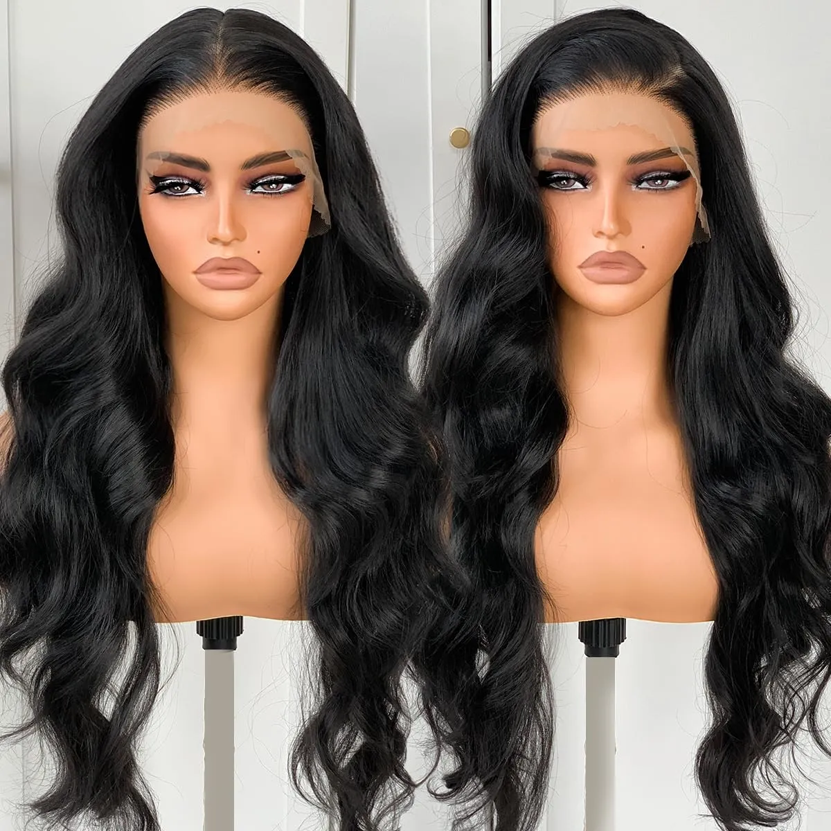 BlackSwern HD 13x6 Synthetic Lace Front Wig Pre-Plucked, 26inch Body Wave Lace Frontal Wigs 200 Density for Black Women, Pre-Plucked PLUS 1.5’’ Hairline