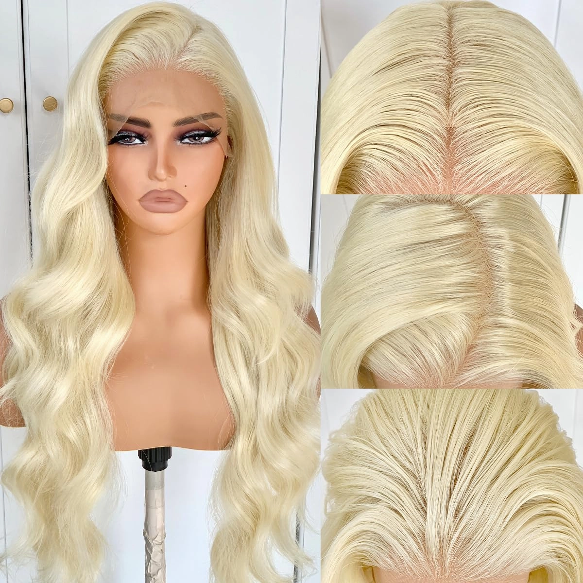 BlackSwern Blonde 613 Synthetic Wig HD 13x6 Lace Frontal Wig Pre-Plucked, 26inch Blonde Body Wave Lace Front Wigs 200 Density for Black Women, Pre-Plucked PLUS 1.5’’ Hairline