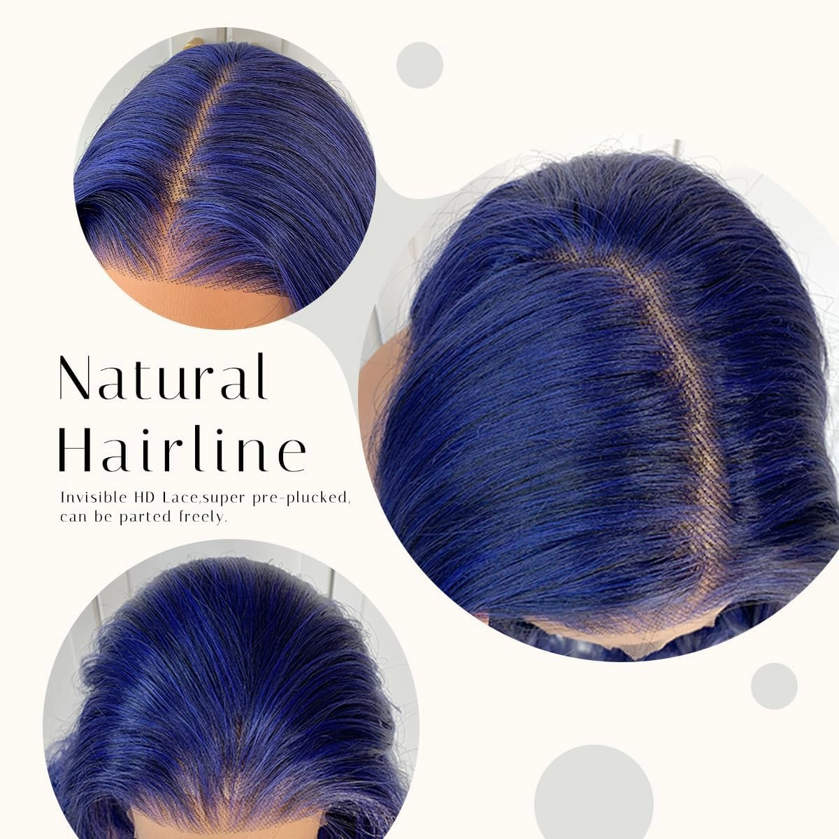 BlackSwern Dark Blue Wig 13x6 Synthetic Lace Front Wig,HD Lace Pre-Plucked Navy Blue Lace Frontal Wig,26inch Body Wave Wigs 200 Density,Pre-Plucked PLUS 1.5’’Hairline  Flat Iron Relaxed Free Part