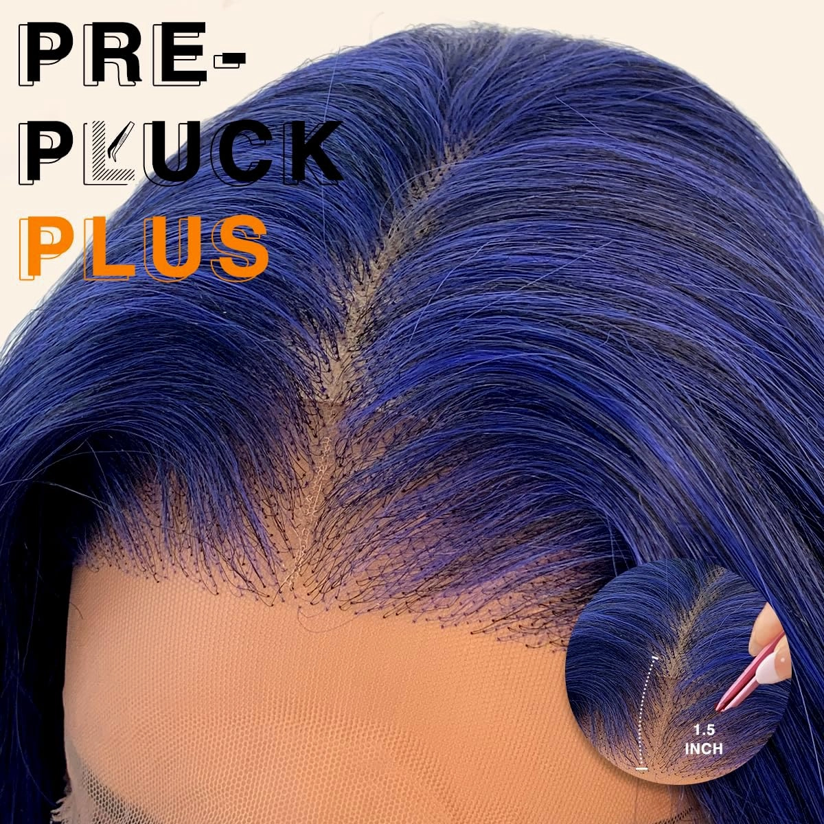 BlackSwern Dark Blue Wig 13x6 Synthetic Lace Front Wig,HD Lace Pre-Plucked Navy Blue Lace Frontal Wig,26inch Body Wave Wigs 200 Density,Pre-Plucked PLUS 1.5’’Hairline  Flat Iron Relaxed Free Part