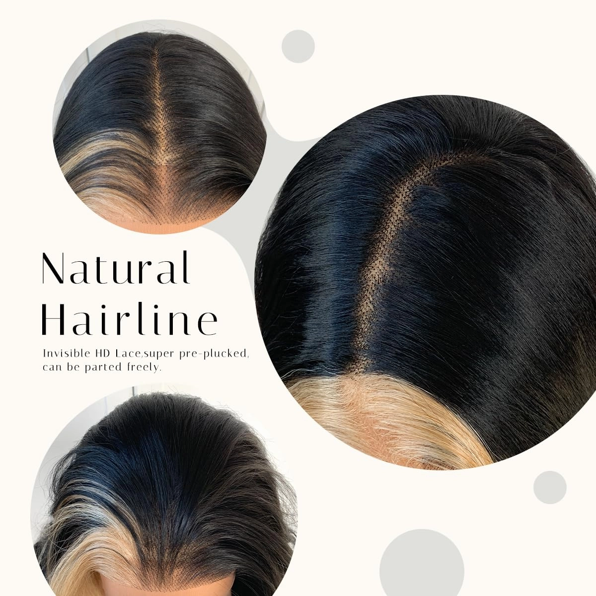 BlackSwern Skunk Stripe Wig, 13x6 Black and Blonde Synthetic Lace Front Wig, HD 13x6 Lace Frontal Wig Pre-Plucked, 26inch Body Wave Wigs 200 Density, Pre-Plucked PLUS 1.5’’ Hairline