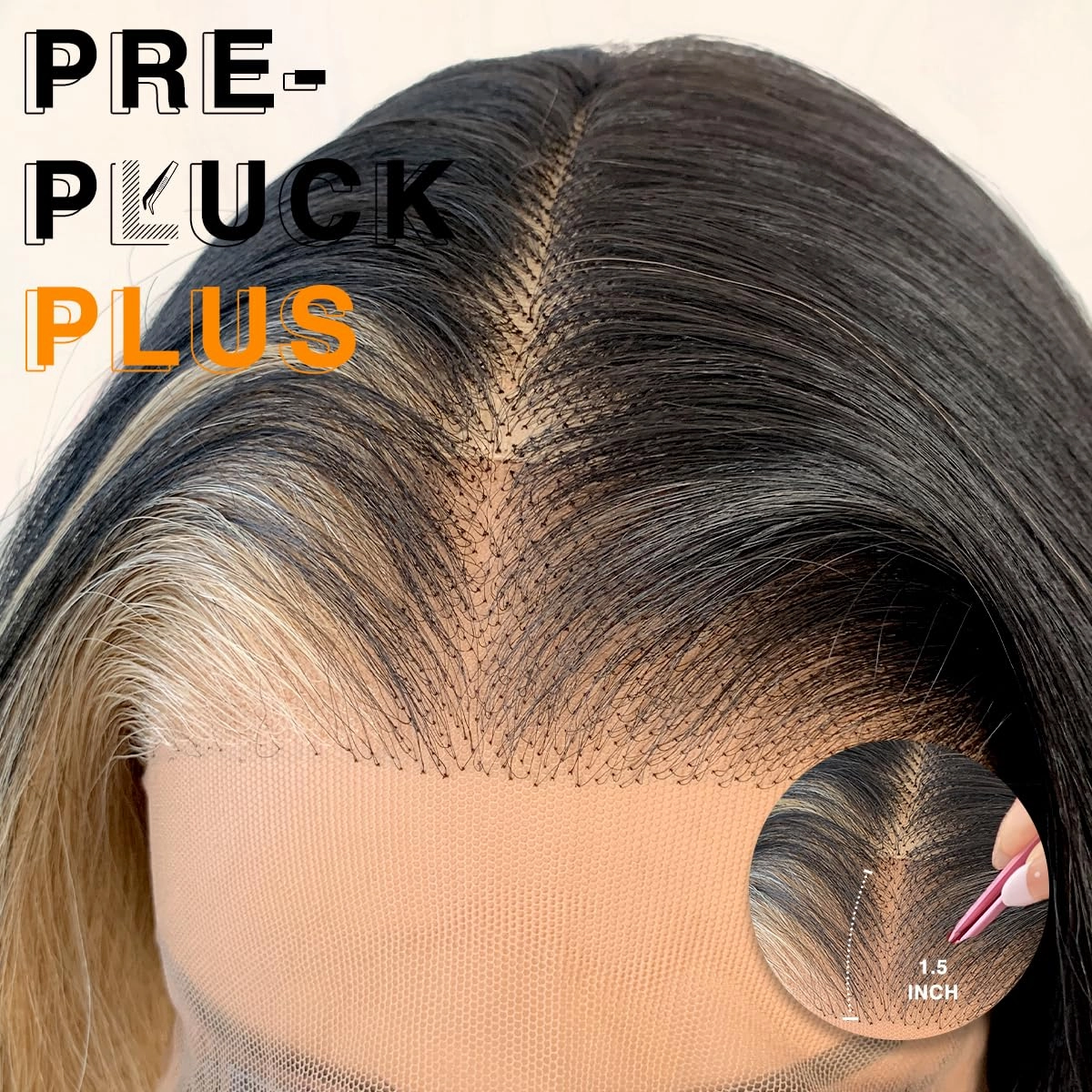 BlackSwern Skunk Stripe Wig, 13x6 Black and Blonde Synthetic Lace Front Wig, HD 13x6 Lace Frontal Wig Pre-Plucked, 26inch Body Wave Wigs 200 Density, Pre-Plucked PLUS 1.5’’ Hairline