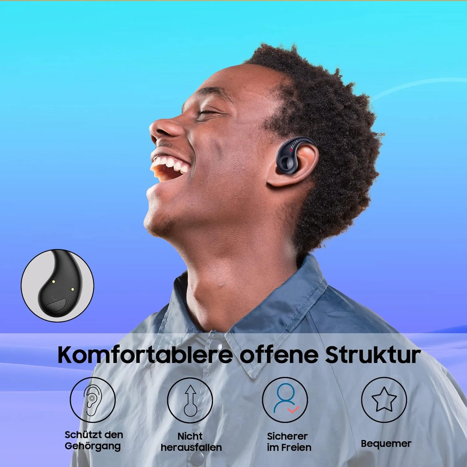 Blackview AirBuds 10 Open Ear Headphones,Wireless Earbuds Bluetooth 5.3 Air Conduction Sport Headsets with Earhooks,IPX7,Dual Microphone, for Running Workout Black