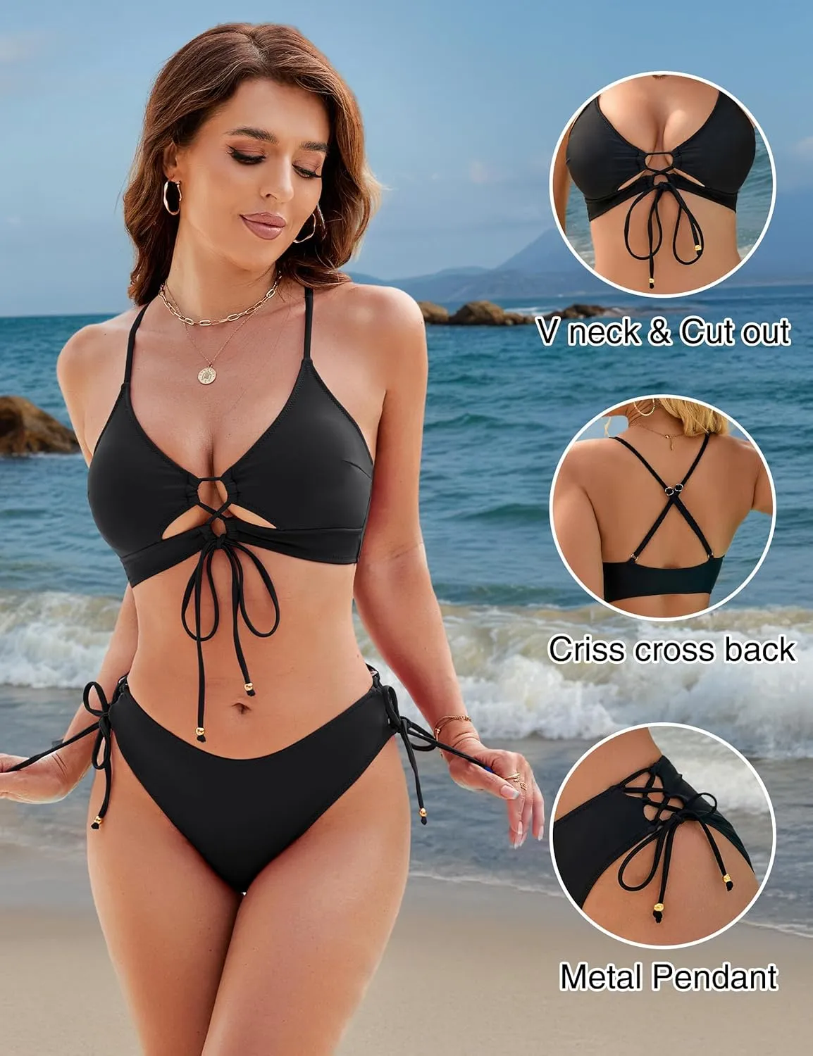 Blooming Jelly Womens Bikini Sets Two Piece Swimsuit 2025 Curvy Cutout String Bathing Suit