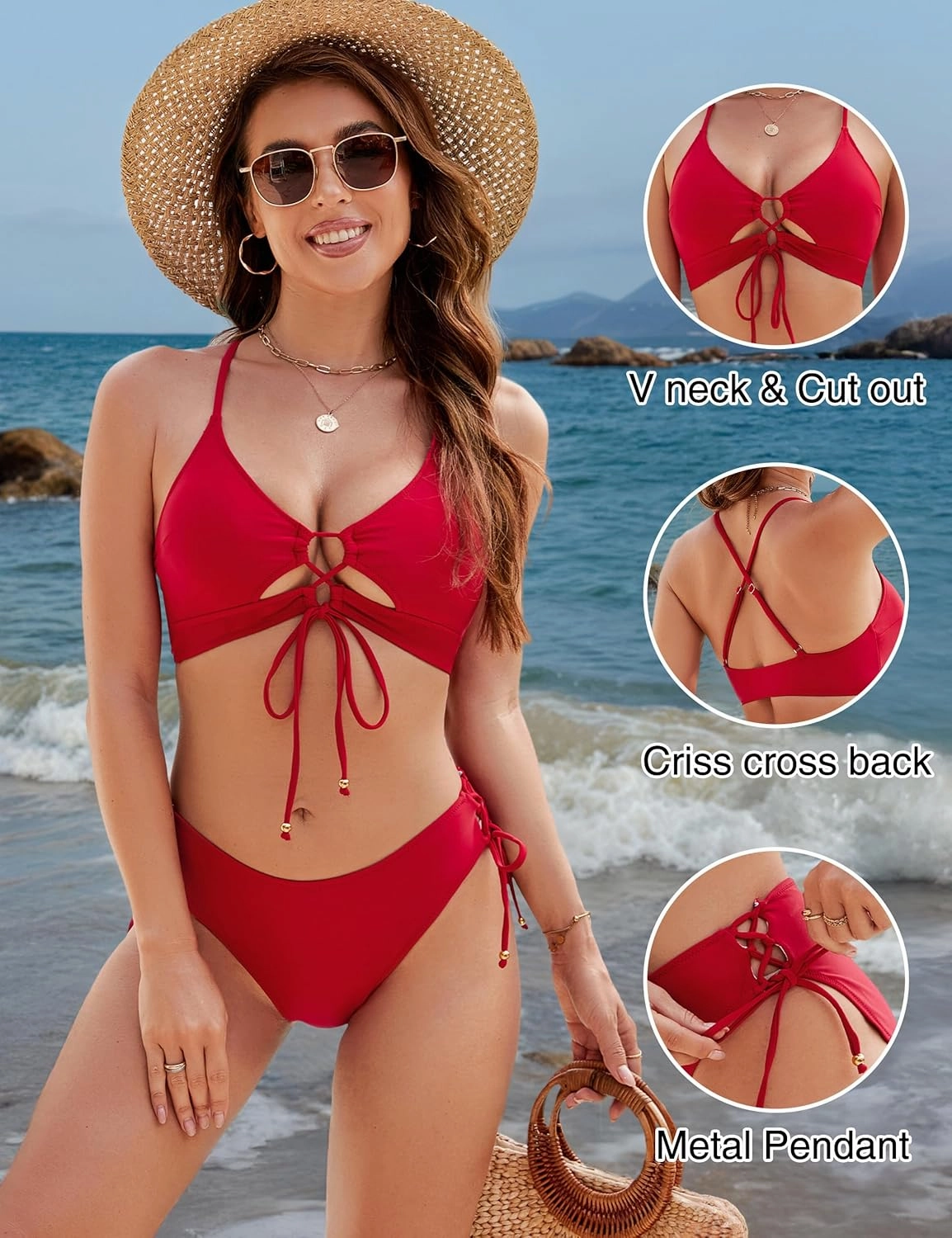 Blooming Jelly Womens Bikini Sets Two Piece Swimsuit 2025 Curvy Cutout String Bathing Suit