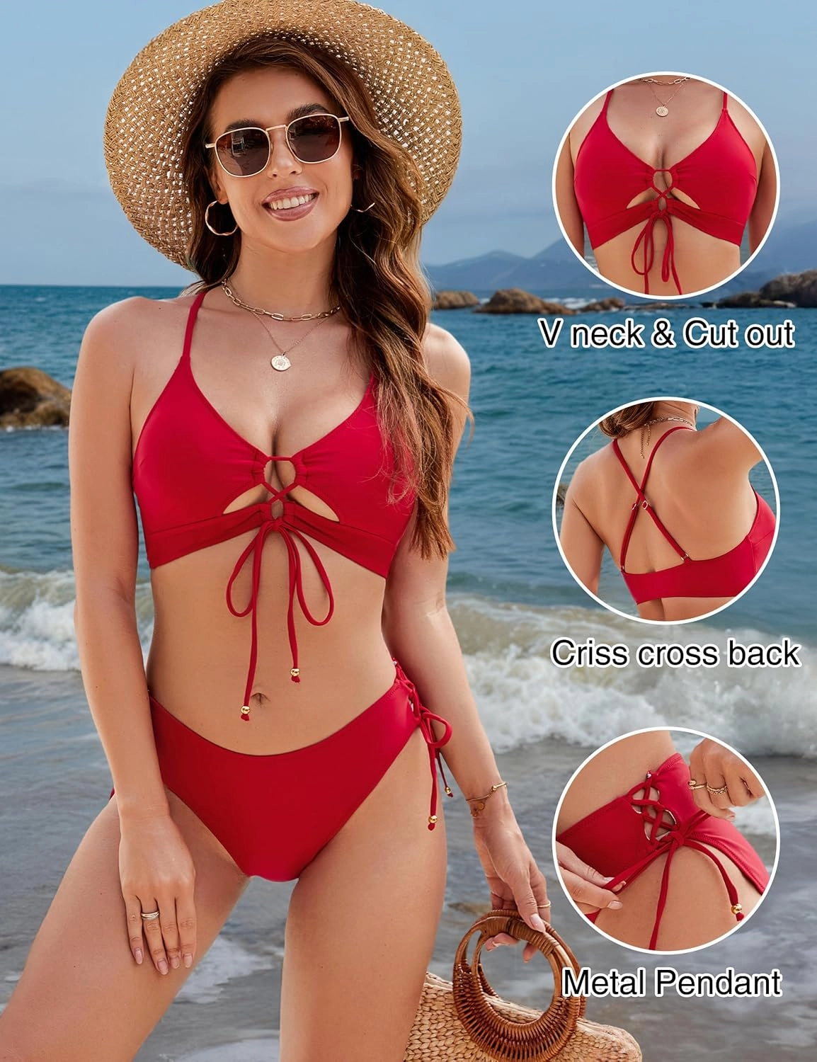 Blooming Jelly Womens Bikini Sets Two Piece Swimsuit 2025 Curvy Cutout String Bathing Suit