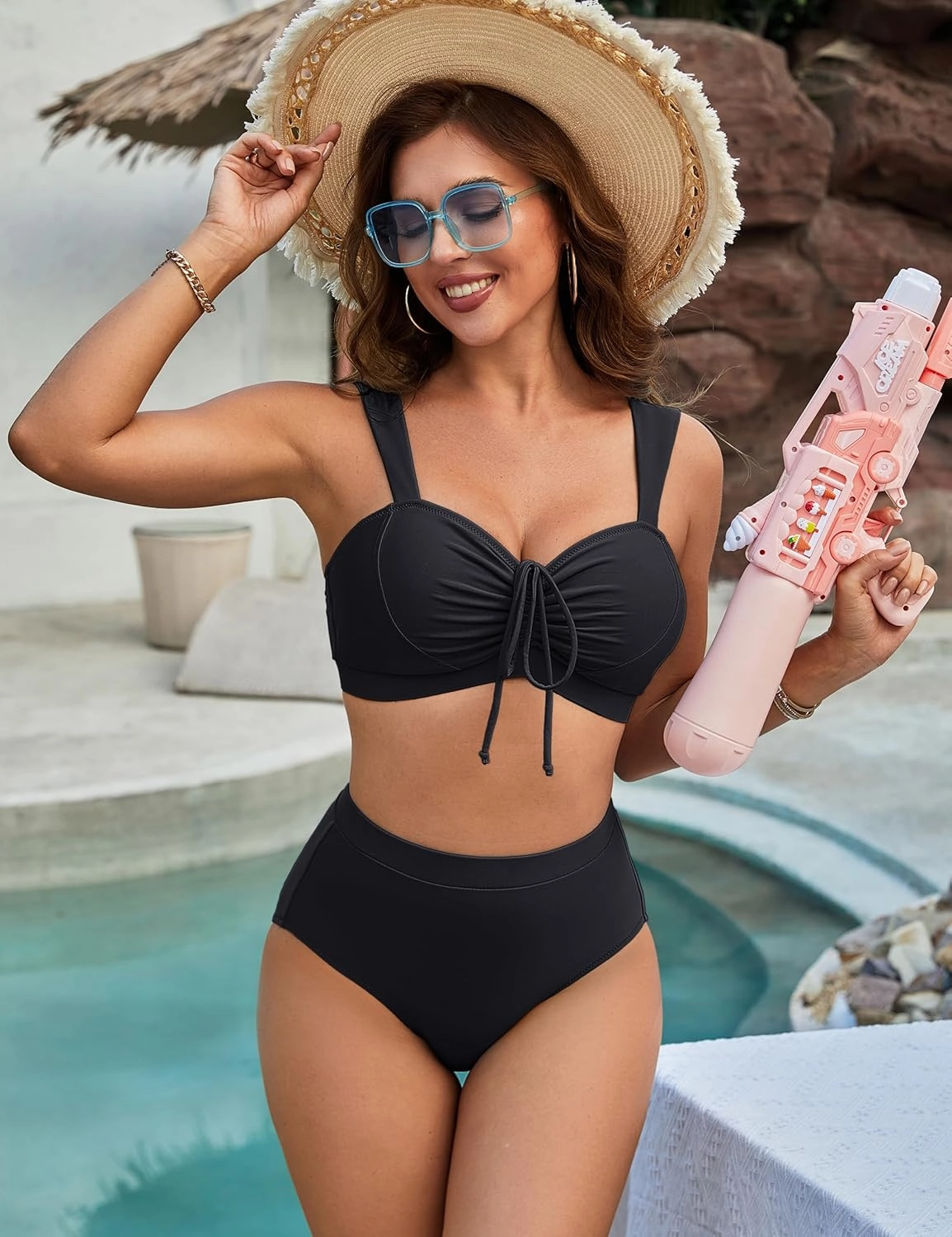 Blooming Jelly Womens High Waisted Bikini Sets Push Up Swimsuits Chest Drawstring Two Piece Bathing Suits