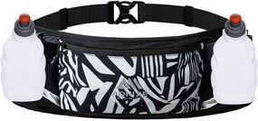BlueField Slim Running Belt Sports Fanny Pack with 250ml Soft Water Bottle, Marathon Number Fanny Pack for Running Walking Cycling Camping Gym (White with 2 * 250ML)