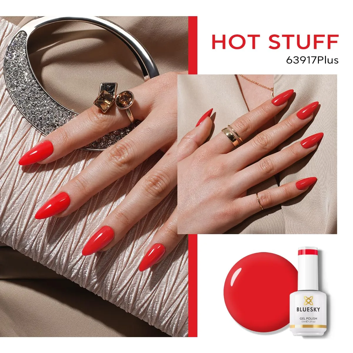 BLUESKY Red Gel Nail Polish- Scarlet Red Nail Polish Soak Off Gel Polish| Vegan&Cruelty-Free|Professional Salon Quality for Home DIY Manicure|Long Lasting Nail Lamp Needed 15ml 63917P/Hot Stuff