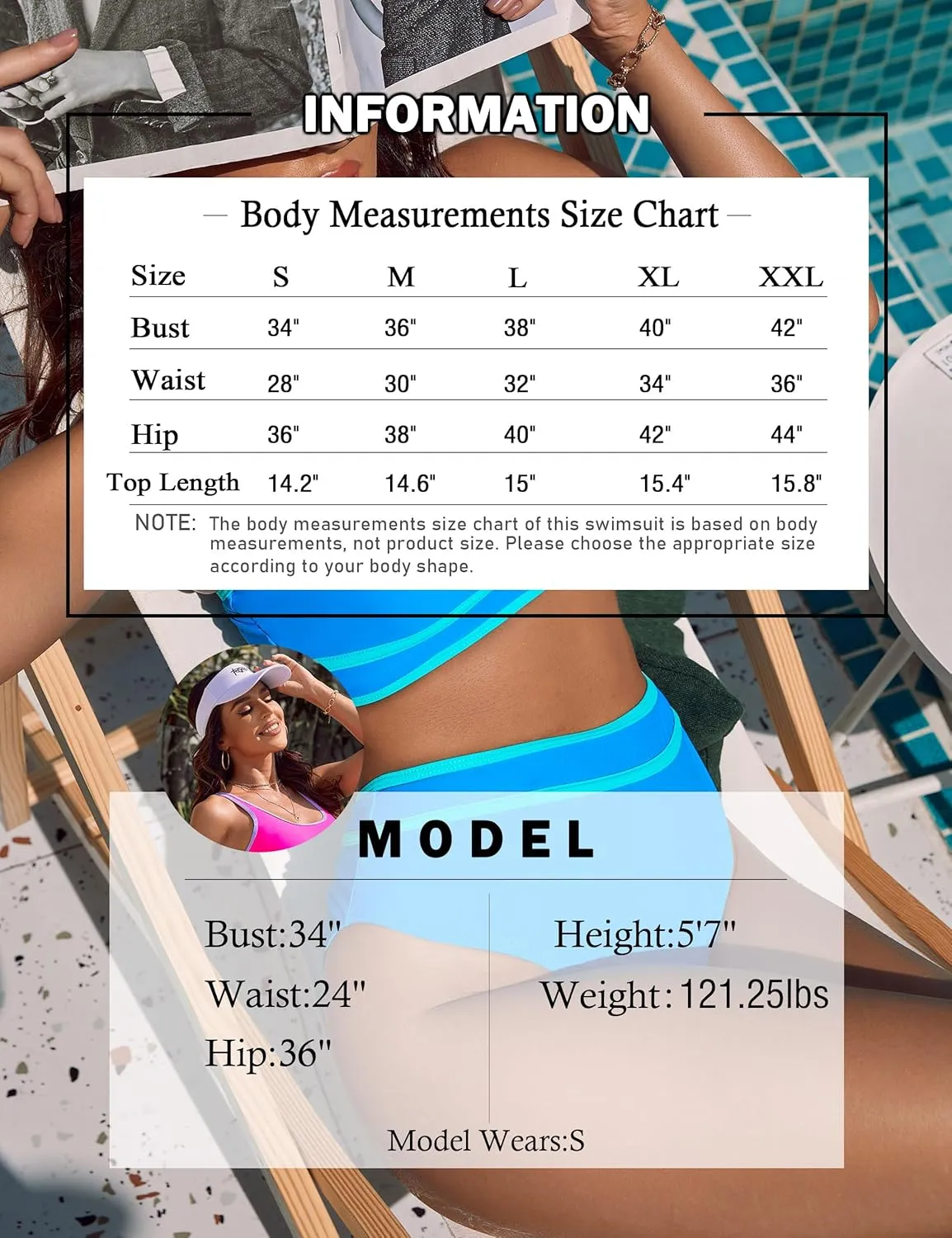 BMJL Women's High Waisted Bikini Sets Sporty Two Piece Swimsuits Color Block Cheeky High Cut Bathing Suits