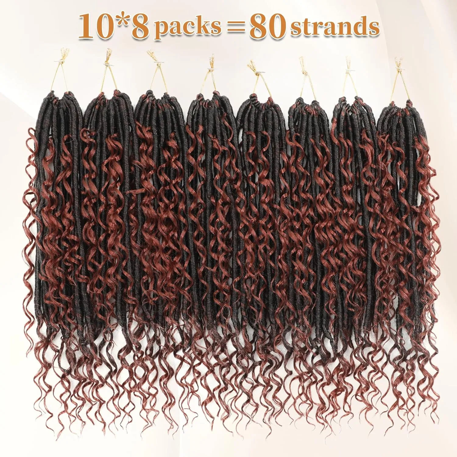 Boho Faux Locs Crochet Hair: 14 Inch Goddess Soft Locs for Black Women,8 Packs Pre Looped Bohemian Locs with Curly Ends and 2 Flying Curls（14 Inch, OT350)