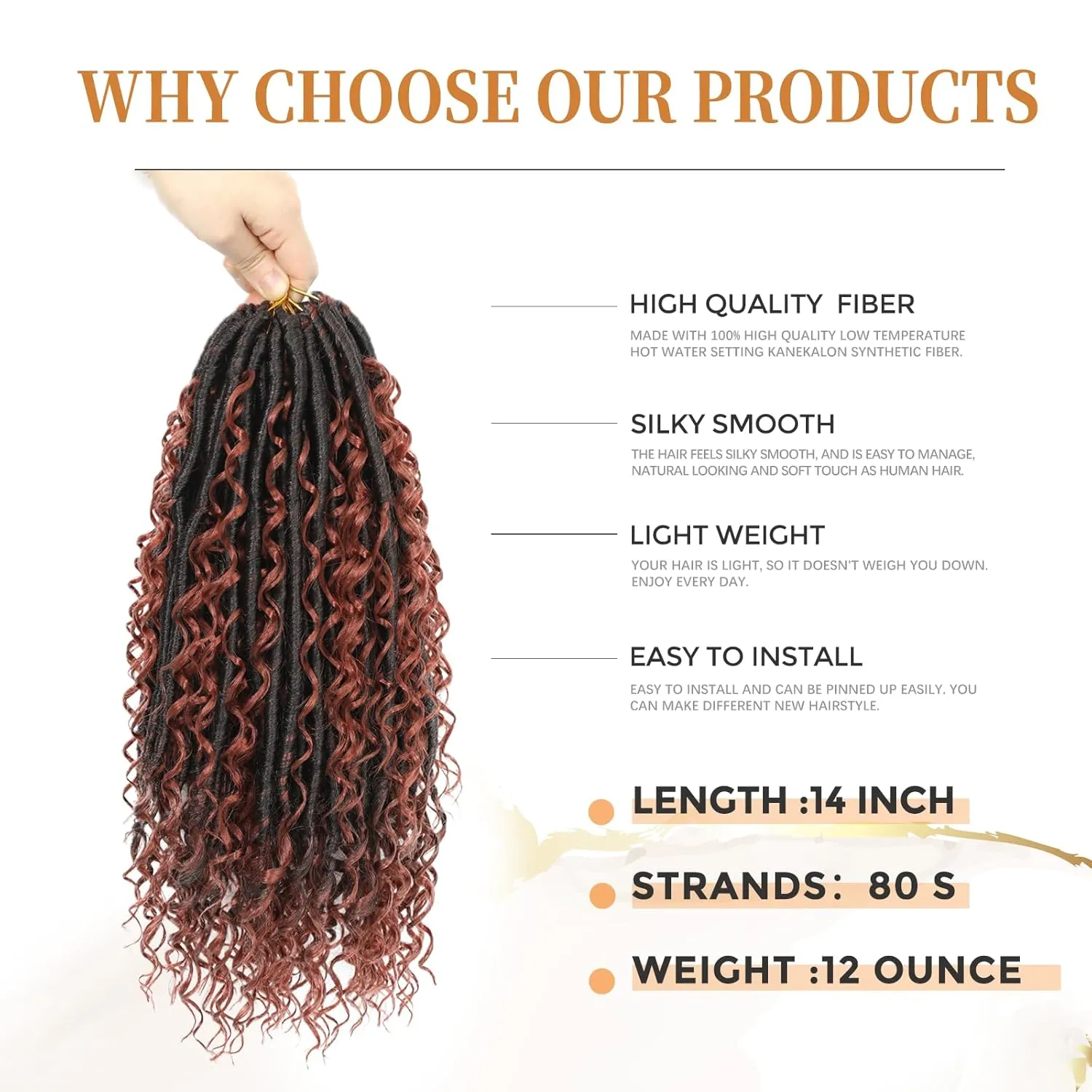 Boho Faux Locs Crochet Hair: 14 Inch Goddess Soft Locs for Black Women,8 Packs Pre Looped Bohemian Locs with Curly Ends and 2 Flying Curls（14 Inch, OT350)