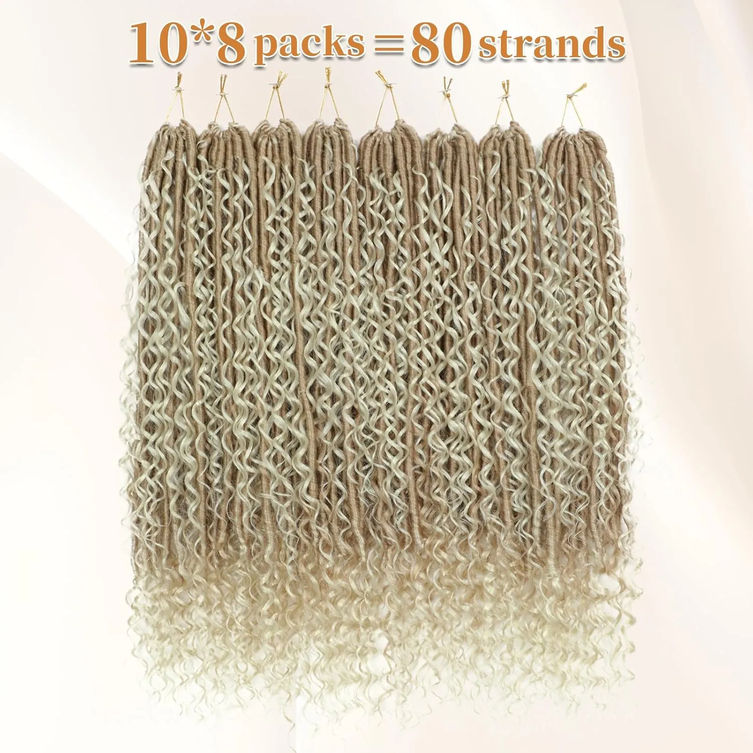 Boho Faux Locs Crochet Hair: 24 Inch Goddess Soft Locs for Black Women,8 Packs Pre Looped Bohemian Locs with Curly Ends and 3 Flying Curls（24 Inch, OT27/613)