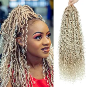 Boho Faux Locs Crochet Hair: 24 Inch Goddess Soft Locs for Black Women,8 Packs Pre Looped Bohemian Locs with Curly Ends and 3 Flying Curls（24 Inch, OT27/613)