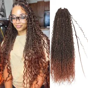 Boho Island Twist Crochet Hair 24 inch Senegalese Twist Crochet Hair with Soft Curly Ends 8 Packs Pre-looped Bohemian Goddess Twist Synthetic Braids Crochet Hair for Black Women (24Inch,1B/30)