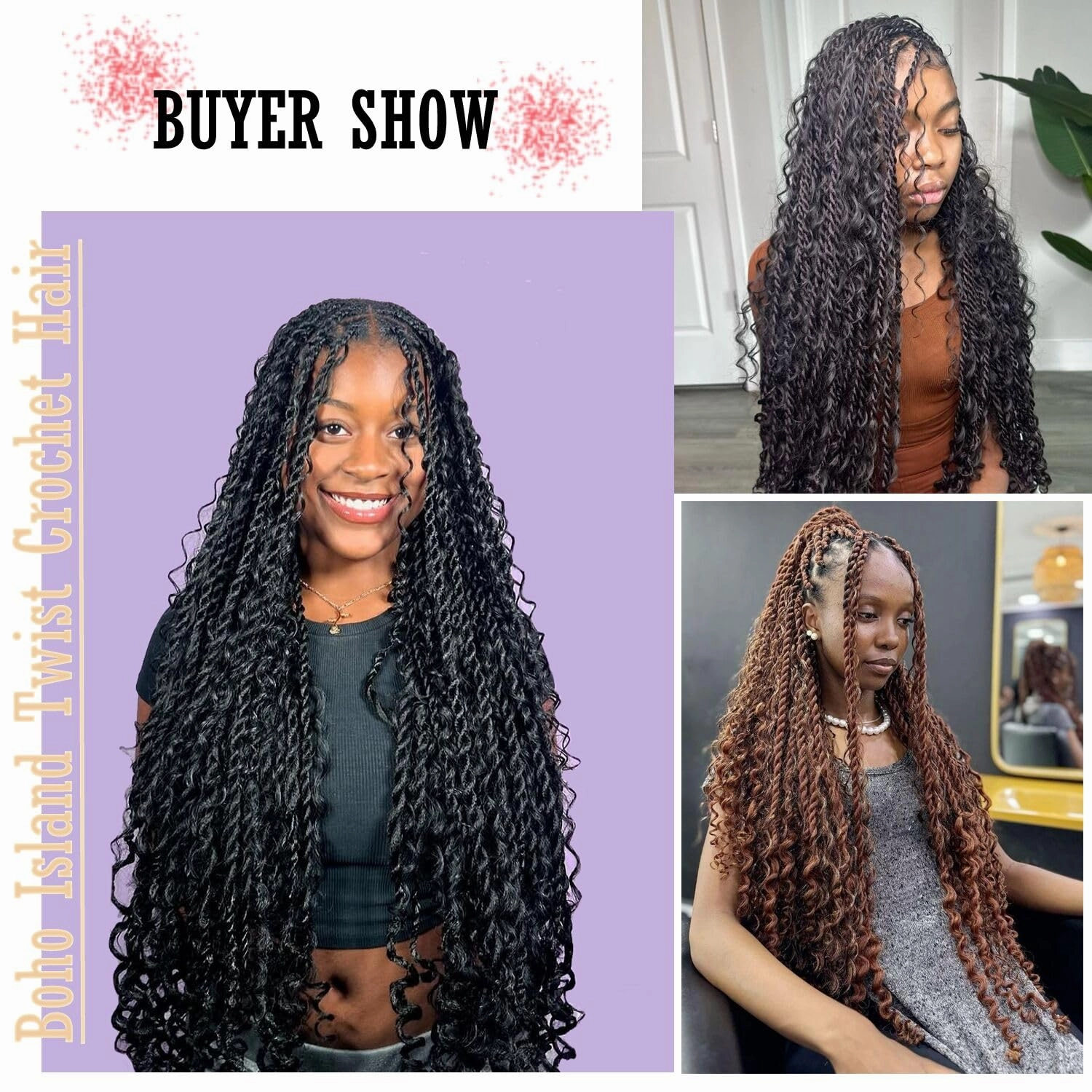 Boho Island Twist Crochet Hair 24 inch Senegalese Twist Crochet Hair with Soft Curly Ends 8 Packs Pre-looped Bohemian Goddess Twist Synthetic Braids Crochet Hair for Black Women (24Inch,30#)
