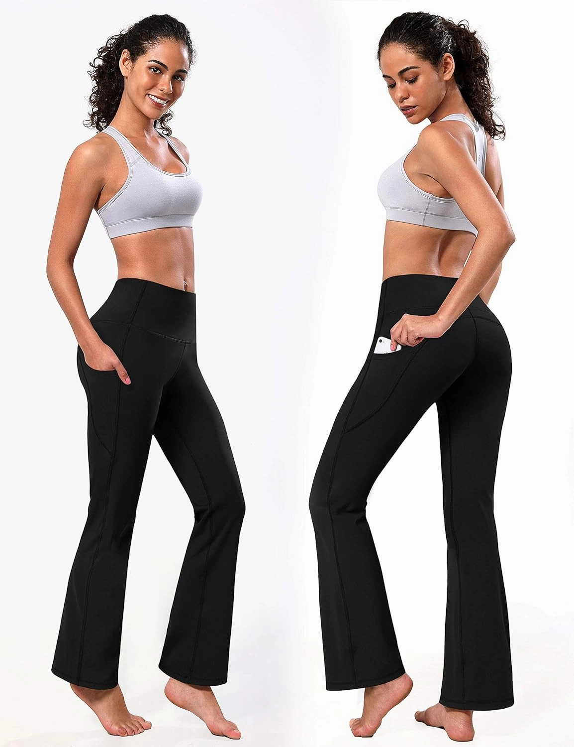 BUBBLELIME 29"/31"/33"/35"/37" 3 Styles Women's High Waist Bootcut Yoga Pants Basic/Side Pockets Tummy Control Workout Flared