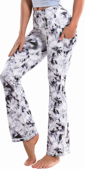 BUBBLELIME 29"/31"/33"/35"/37" Women Bootleg/Wide Legs High Waist Yoga Pants Tummy Control Bootcut Workout Flared Out Pockets