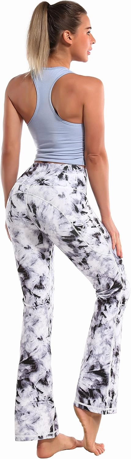 BUBBLELIME 29"/31"/33"/35"/37" Women Bootleg/Wide Legs High Waist Yoga Pants Tummy Control Bootcut Workout Flared Out Pockets