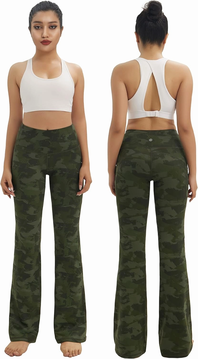 BUBBLELIME 29"/31"/33"/35"/37" Women Bootleg/Wide Legs High Waist Yoga Pants Tummy Control Bootcut Workout Flared Out Pockets