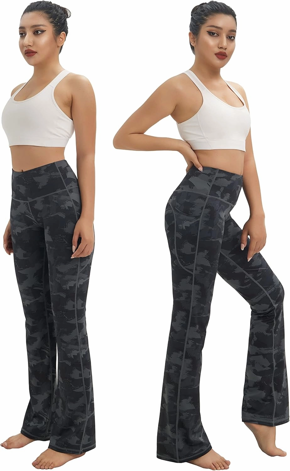 BUBBLELIME 29"/31"/33"/35"/37" Women Bootleg/Wide Legs High Waist Yoga Pants Tummy Control Bootcut Workout Flared Out Pockets
