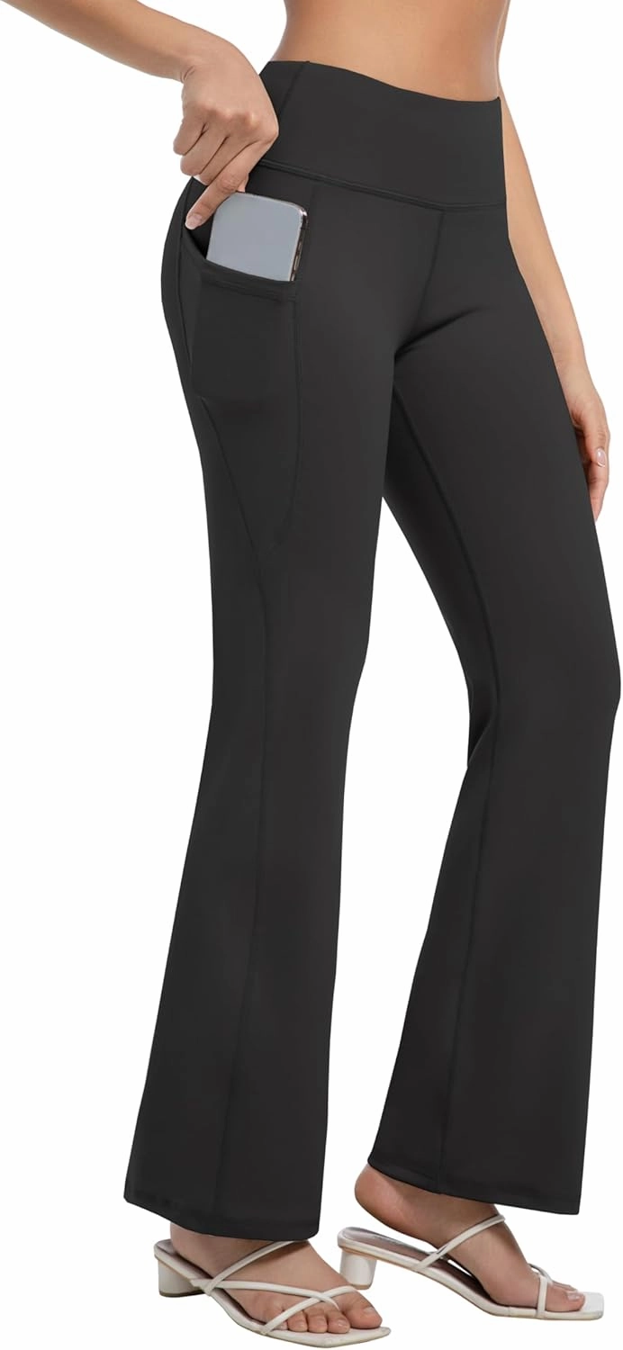 BUBBLELIME 29"/31"/33"/35" 3 Styles Women's Bootcut Yoga Pants Basic/Back Pockets High Waist Workout Tummy Control Flare