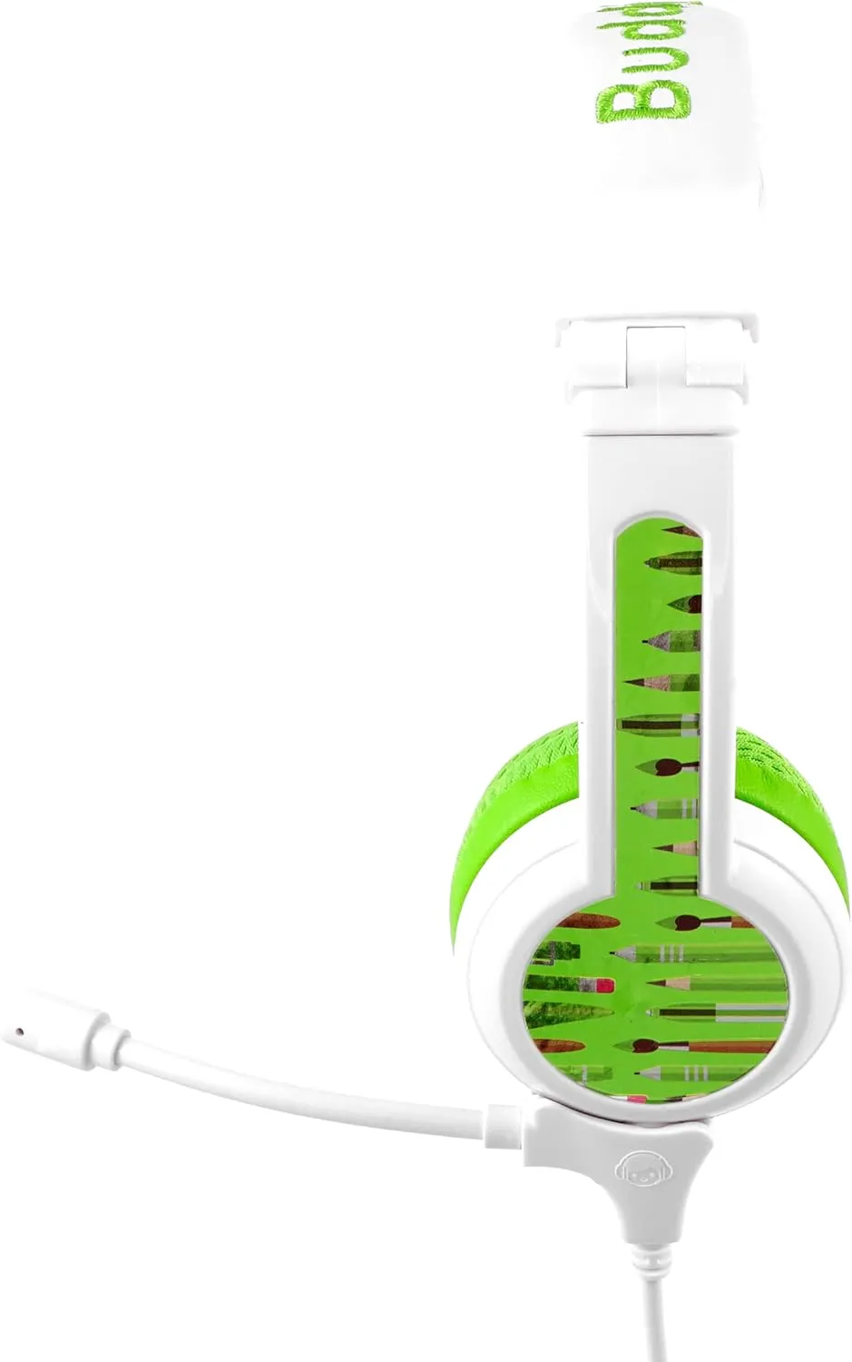 BuddyPhones School Plus, Wired Headphones for Kids, Detacheable High-Performance BoomMic, SafeAudio Volume-Limiting to 85dB, Cable Sharing Jack, for School/Travel/iPad, Travel Bag (Green)