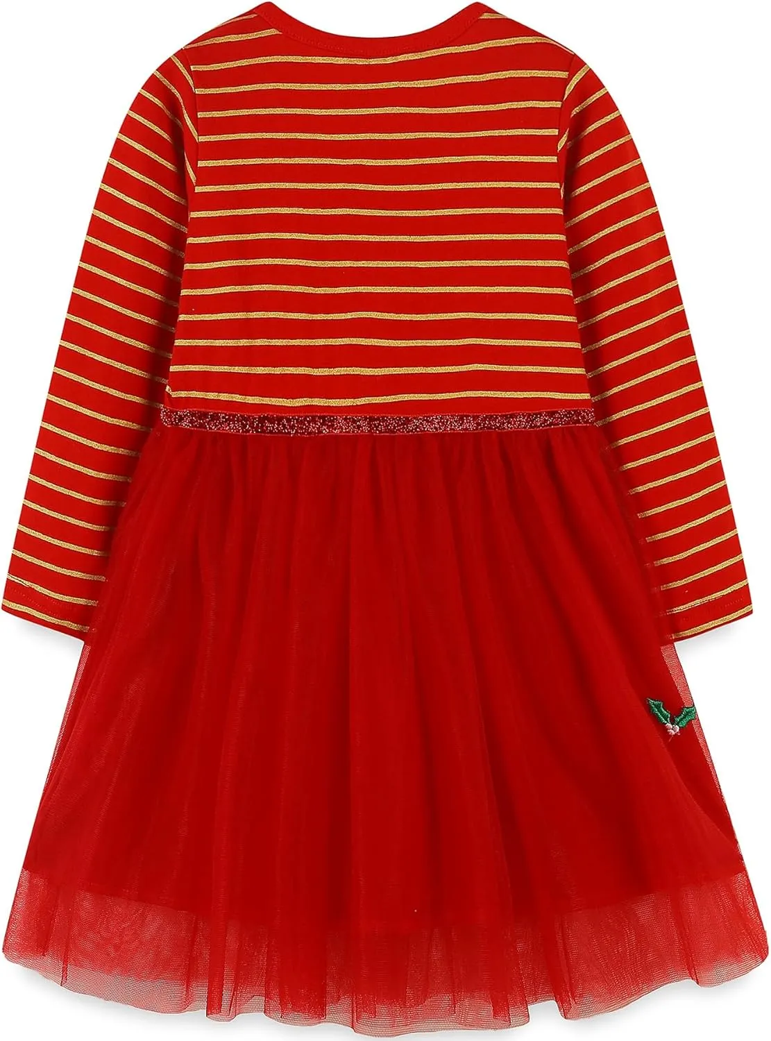 Bumeex Girl's Long Sleeve Dresses Cotton Christmas Cute Embroidery Applique Swing A-Line Casual Tunic Playwear 2-13 Years