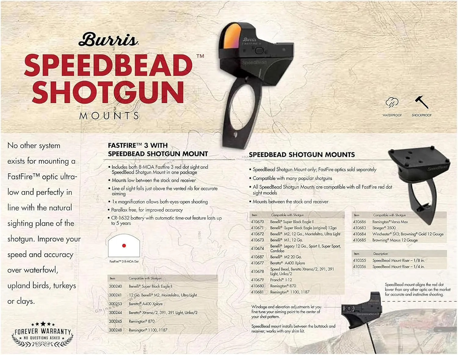 BURRIS SpeedBead Compact Lightweight Waterproof Mounting System Fastfire 3 with 8-MOA Red Dot Gun Sight & SpeedBead Mount