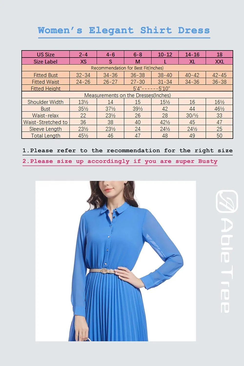 Business Casual Shirt Dress for Women Long Sleeves Pleated Midi Dresses with Belt