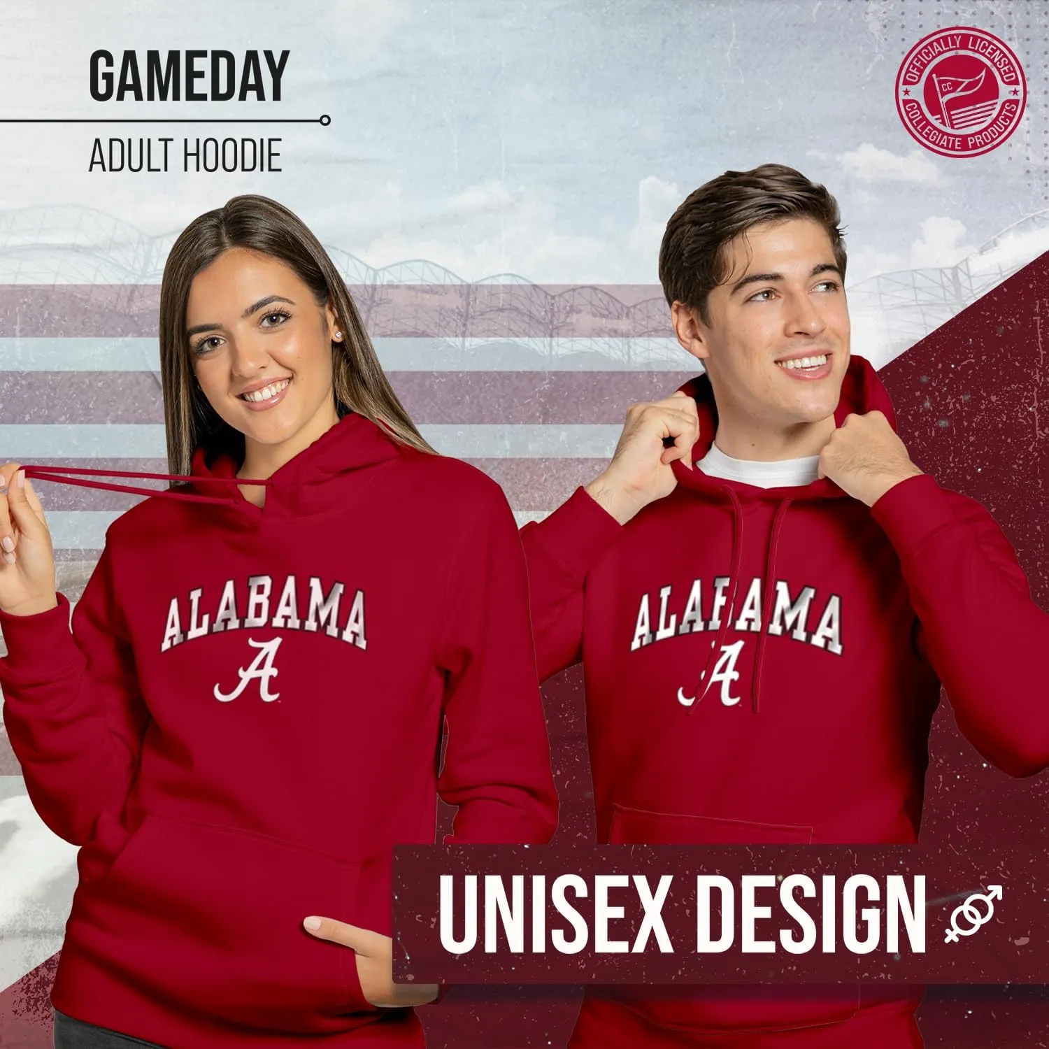 Campus Colors Long Sleeves NCAA Adult Arch & Logo Gameday Unisex Hooded Sweatshirt