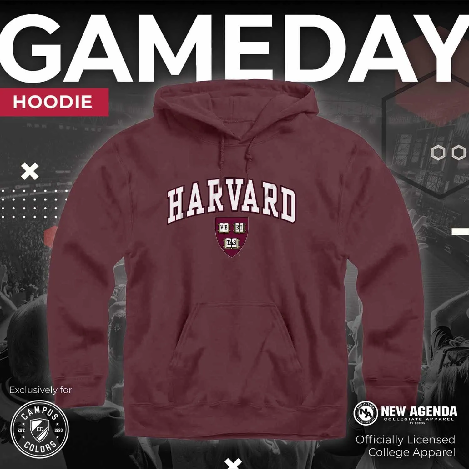 Campus Colors Long Sleeves NCAA Adult Arch & Logo Gameday Unisex Hooded Sweatshirt
