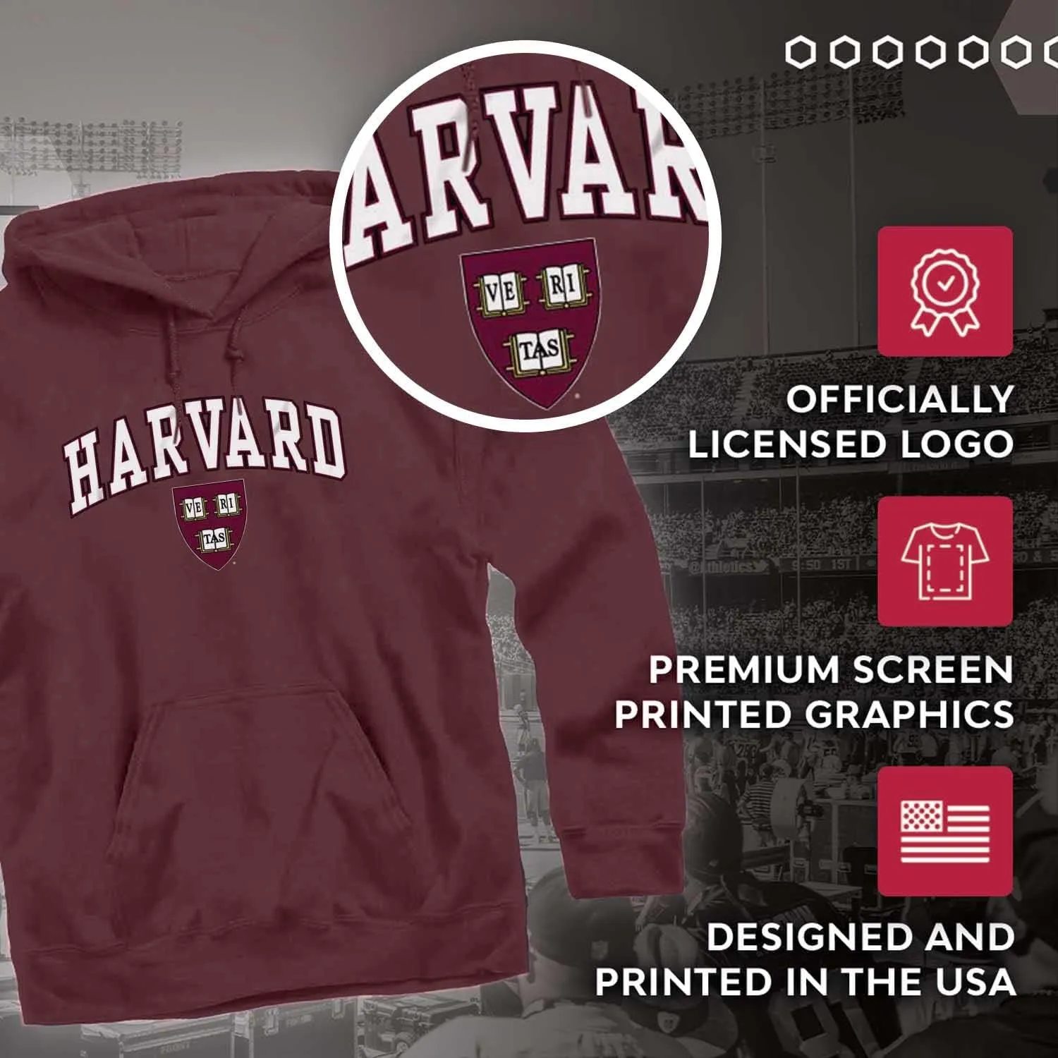 Campus Colors Long Sleeves NCAA Adult Arch & Logo Gameday Unisex Hooded Sweatshirt