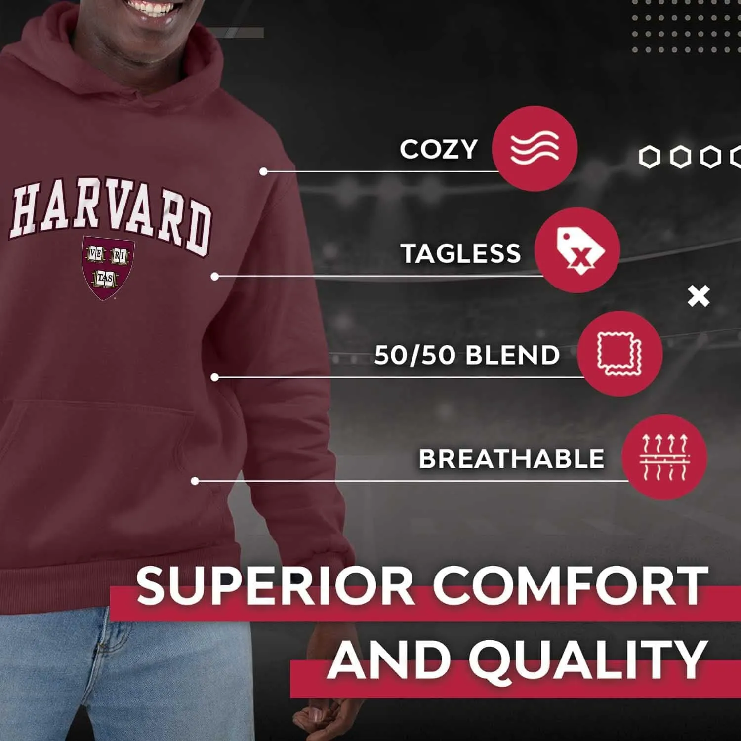 Campus Colors Long Sleeves NCAA Adult Arch & Logo Gameday Unisex Hooded Sweatshirt