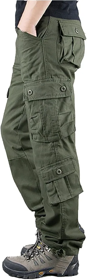 Cargo Pants for Men Outdoor Hiking Pants Plus Size Loose Fit Cargo Work Pants Tactical Workout Pants with 8 Pockets