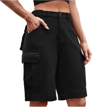 Cargo Shorts Women Plus Size Wide Leg Hiking Cargo Jogger Shorts High Waist Tactical Shorts Y2K Urban Work Shorts