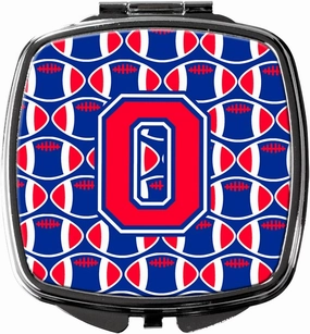 Caroline's Treasures CJ1076-OSCM Letter O Football Harvard Crimson and Yale Blue Compact Mirror Decorative Travel Makeup Mirror for Women Girls Gifts Pocket Makeup Mirror Folding Handheld