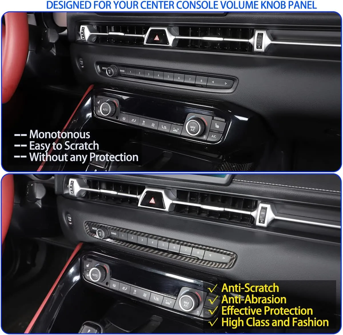 Center Console Volume Knob Trim Frame Fit for Toyota Supra GR A90 A91 MK5 2019-2024, ABS Volume Switch Knob Decorative Frame, 1 PCS (Carbon Fiber Pattern Black)
