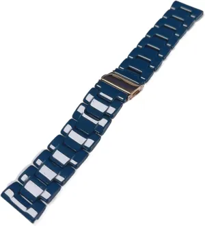 Ceramic Watch Strap Stainless Steel Folding Buckle Replacement Wristband Quick Release Bracelet 20mm 22mm Suitable for Men Women Watch Accessories(Blue,22mm)