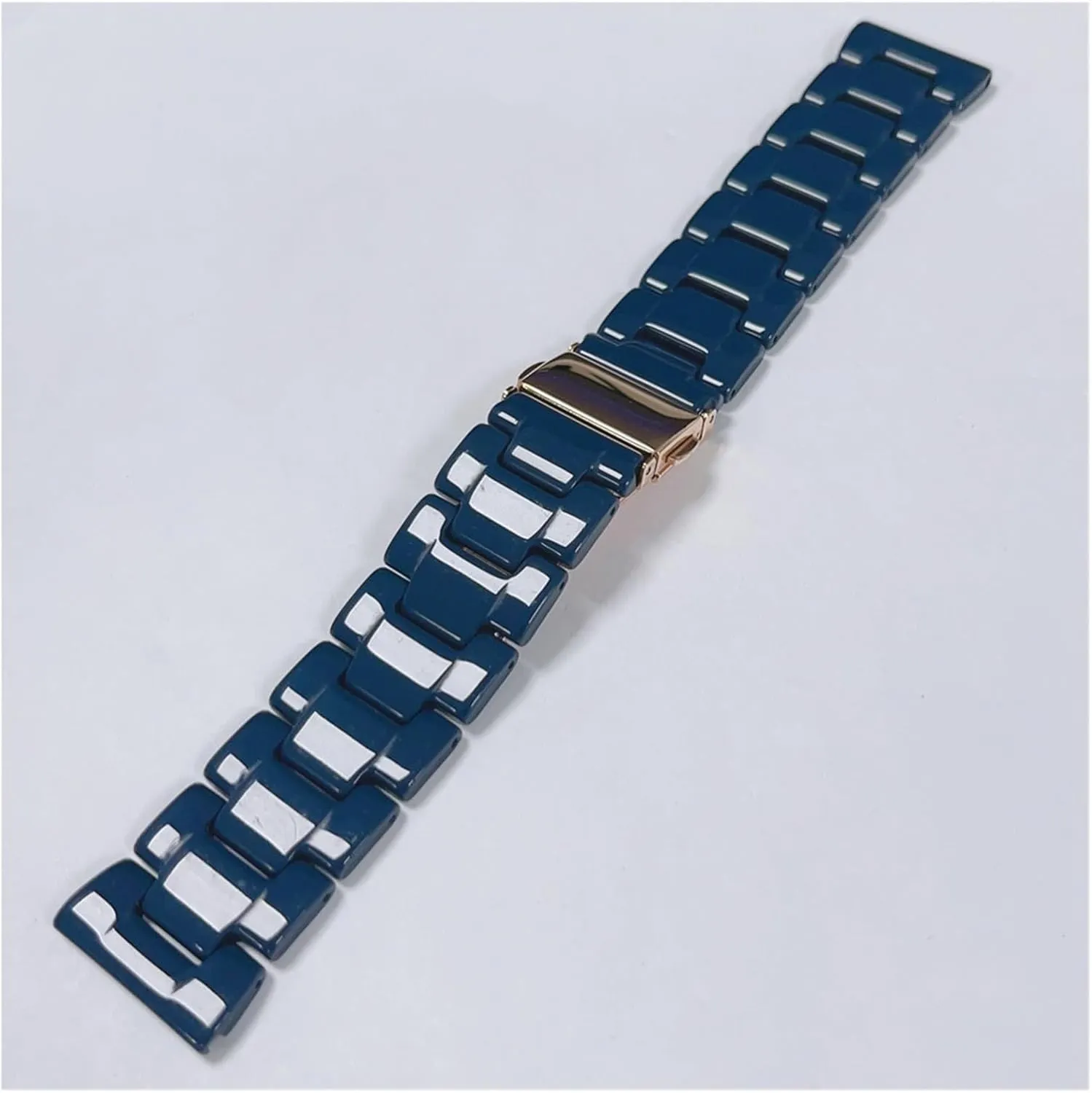 Ceramic Watch Strap Stainless Steel Folding Buckle Replacement Wristband Quick Release Bracelet 20mm 22mm Suitable for Men Women Watch Accessories(Blue,22mm)