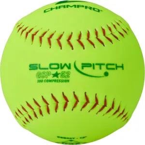 Champro ASA 12" Slow Pitch Softballs with Durahide Cover .52 COR, 12 Pack