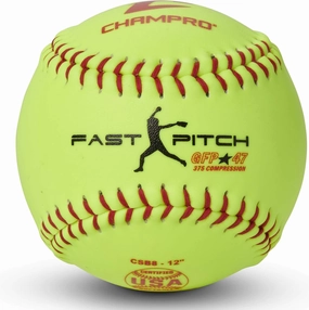CHAMPRO ASA Fast Pitch .47 COR 375 Compression Poly Synthetic Cover Red Stiches Optic Yellow 12 PK