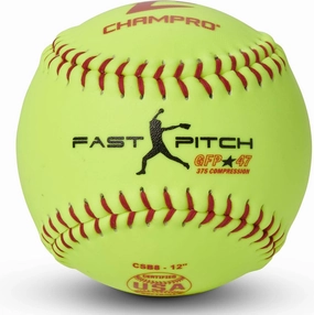 CHAMPRO ASA Fast Pitch .47 COR 375 Compression Poly Synthetic Cover Red Stiches Optic Yellow 12 PK