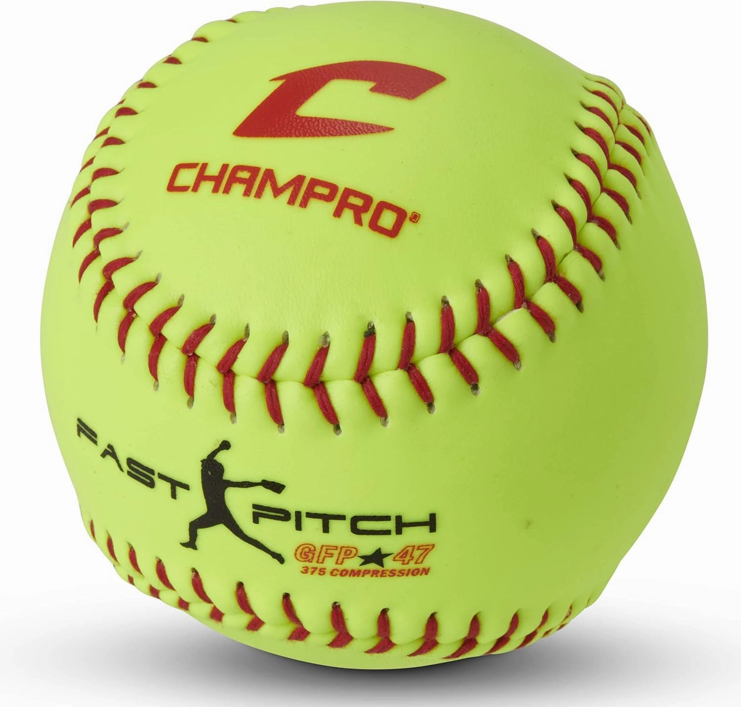 CHAMPRO ASA Fast Pitch .47 COR 375 Compression Poly Synthetic Cover Red Stiches Optic Yellow 12 PK