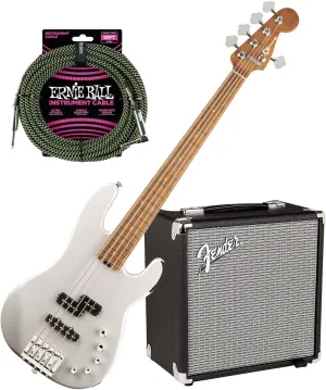Charvel Pro-Mod San Dimas Bass PJ V – Platinum Pearl, Fender Rumble 15, Ernie Ball P06077 Bundle