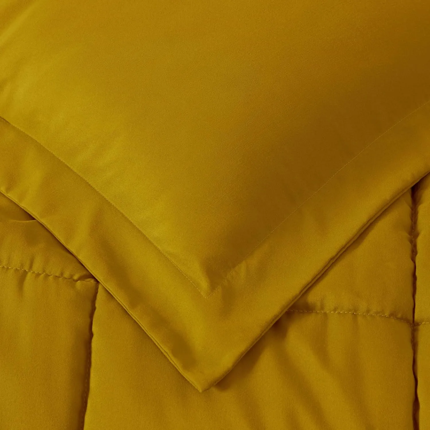 Chezmoi Collection 3-Piece Mustard Comforter Set Queen Size - 110GSM Peach Skin Microfiber Polyester All Season Down Alternative Comforter Set