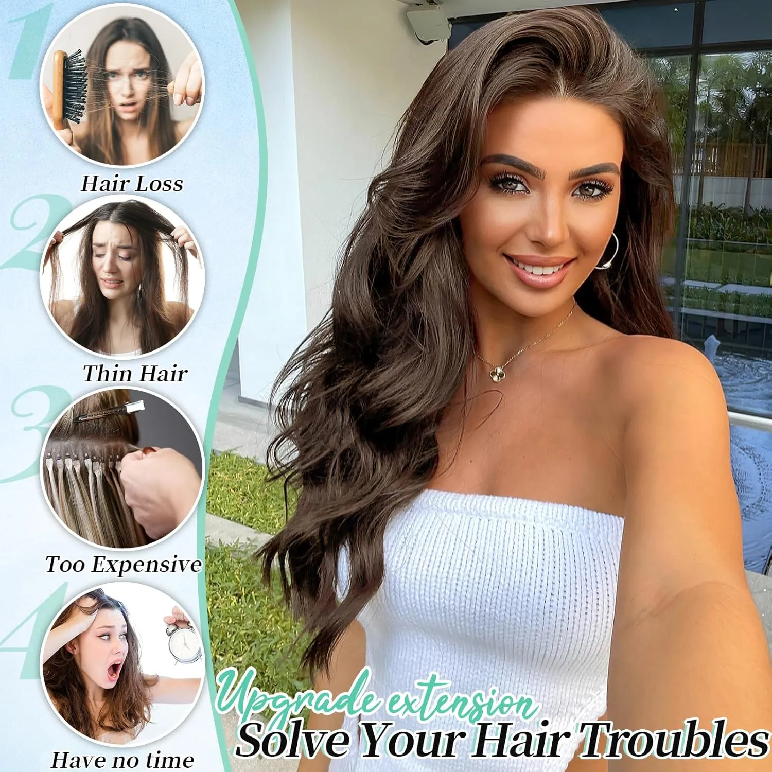 Clip in Hair Extensions 5 PCS Long Wavy Invisible Full Coverage Edges Seamless Natural & Soft Hair & Blends Well Hairpieces for Women, (20Inch Balayage Chocolate Brown to Caramel Blonde)